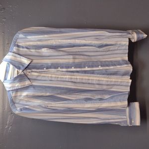 Blue striped button down blouse